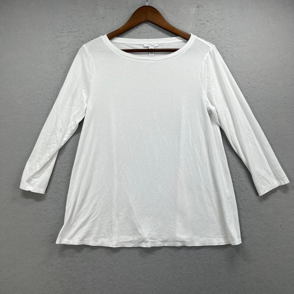 Daily Ritual T-Shirt Womens Large White Long Sleeve Crew Neck Minimalist Preppy